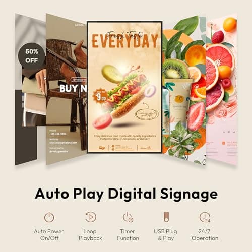43″ Digital Signage,3000 Nits Auto-Brightness Adjustment,Android 14, Floor Standing Digital Kiosks Displays,CMS/WiFi/HDMI/USB Input Auto Media Player, Totem Advertising Digital for Shop Window - Thumbnail 5