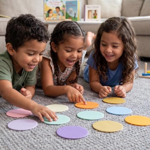 WSICSE 42 Pcs Carpet Spot Markers, 9 Light Colors Carpet Dots for Classroom Carpet 4 Inch Circle Floor Dot for Decoration Elementary Kindergarten Preschool Yoga Standing - Thumbnail 5