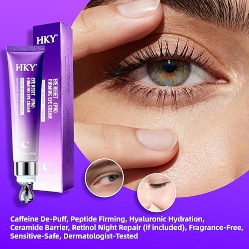 HKY Night Eye Cream with Collagen & Acetyl Hexapeptide-8 – Anti-Aging Repair Eye Treatment for Wrinkles & Fine Lines, Snow Mushroom + Centella + Hyaluronic Acid, Korean Skincare, 0.71 oz - Thumbnail 3