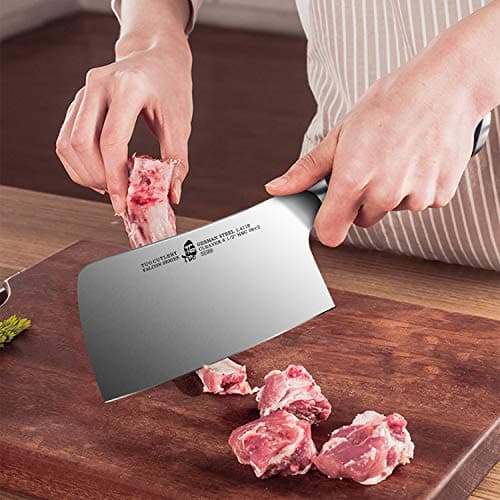 TUO Cleaver Knife, 6.5 inch Butcher Knife for Chopping Meat & Vegetable, High Carbon Steel Chinese Cleaver with Ergonomic Handle - FALCON SERIES - Thumbnail 2
