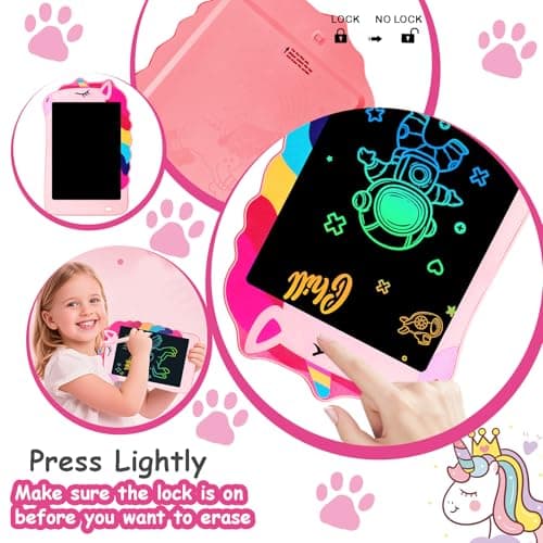 LCD Writing Tablet, Unicorn Drawing Pad Doodle Board, Colorful Toddlers Toys Drawing Board, Educational Toys for Boys Girls 3 4 5 6 7 8 Year Old Christmas and Birthday Gifts - Thumbnail 5