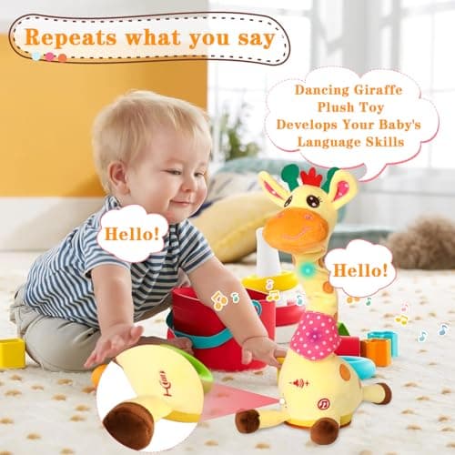 LLUKEME Dancing Giraffe Toy Stuffed Animal Toddlers Gifts for Easter Baby Toys Singing Song Toddlers Toy Repeats What You Say Glowing Musical Toy for Baby Birthday Gift Groovy Giraffe Toy - Thumbnail 6