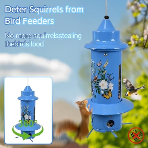 Squirrel Proof Bird Feeders, Long Lasting Bird Feeder for Outdoors, Reliable and Rust Resistant Metal Station for Prevents Squirrels from Stealing Food,5LB Large Capacity,Blue - Thumbnail 3