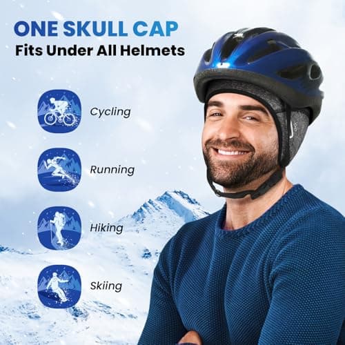 Bodvera Skull Cap Helmet Liner with Eyeglasses Holes,Ear Warm Cycling Cap,Thermal Head Cap for Men & Women in Winter. Grey - Thumbnail 4