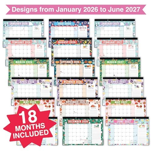Hadley Designs Large Desk Calendar 2026-2027 - Desktop Calendar 2026, 18-Month Desk Calendars for Home, Office & Classroom, Cute Colorful Classroom Must Haves, Gifts for Coworkers, Teachers & Students - Thumbnail 3