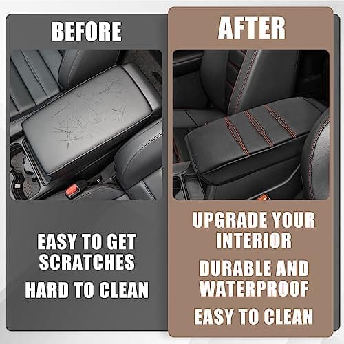 Muslogy Center Console Armrest Cover Fit for Honda CR-V & CRV Hybrid 2023-2026 2026 Accessories, Comfort Armrest Pad Console Lid Cushion Vegan Leather Regular Thick(Black/Orange Trim) - Thumbnail 5
