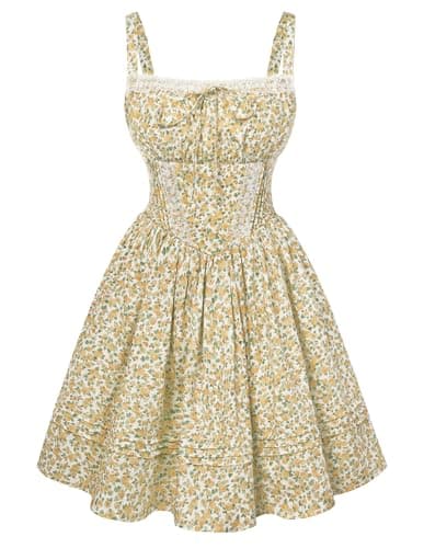 Scarlet Darkness Mini Floral Milkmaid Dress Cute Summer Dresses for Women Teens Short Cottagecore Sundress