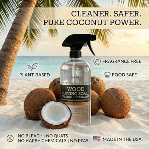 Thirteen Chefs Wood Cutting Board Cleaner - Food Safe Spray for Butcher Blocks and Countertops, Spray Soap for Wooden Surfaces (16oz) - Thumbnail 3