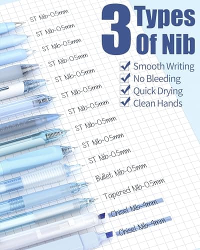 Four Candies Writing Ink Pens with Black & Blue Ink and 2Pack Highlighter, Retractable 0.5mm Smooth Fine Point Pens,Blue Pens for School,Office Girly Stationery Aesthetic Desk Accessories Set of 14 - Thumbnail 3