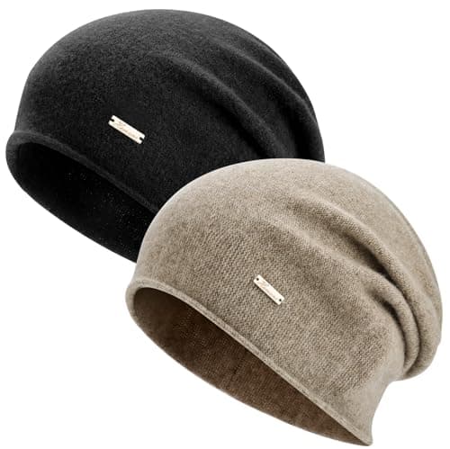 HAMUNI Wool Slouchy Beanie for Women, Soft Warm Beanies Hats- Lightweight & Breathable Knitting Skull Beanies Cap for Spring, Fall, Winter