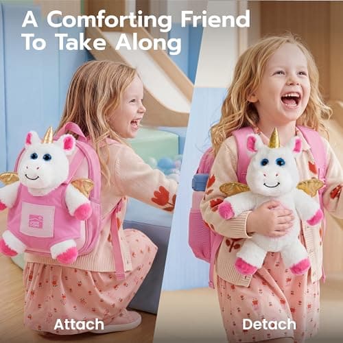 JOIEDOMI Toddler Backpack for Girls 2-4, 11" H Kids Backpack with Detachable Unicorn Toy for 2 Year Old Girl Birthday Gift, Lightweight Perfect for Daycare Preschool Travel - Thumbnail 4