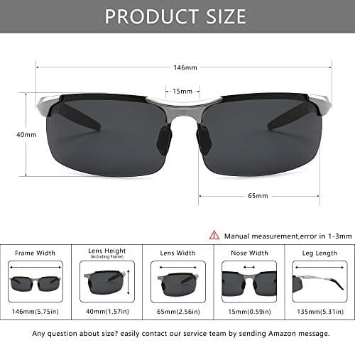 SUNGAIT Men's HD Polarized Sunglasses for Driving Fishing Cycling Running Metal Frame UV400 (Silver, Gray) - Thumbnail 6