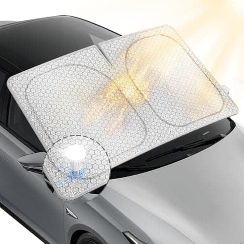 helloleiboo Graphene Windshield Sun Shade for SUVs and Most Mid-Size Sedans, 99% UV Blocking, Dual-Layer Honeycomb Heat Shield, Keeps Interior Cooler, Foldable - Image 1