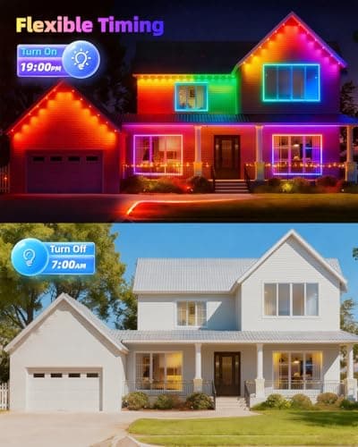 oneup 100FT Permanent Outdoor Christmas Lights, RGB Eaves Light with App/Control Remote, IP67 Waterproof, 16M Colors, Music Sync,Rainbow Led Lights for Outside Christmas Decorations Patio - Thumbnail 3