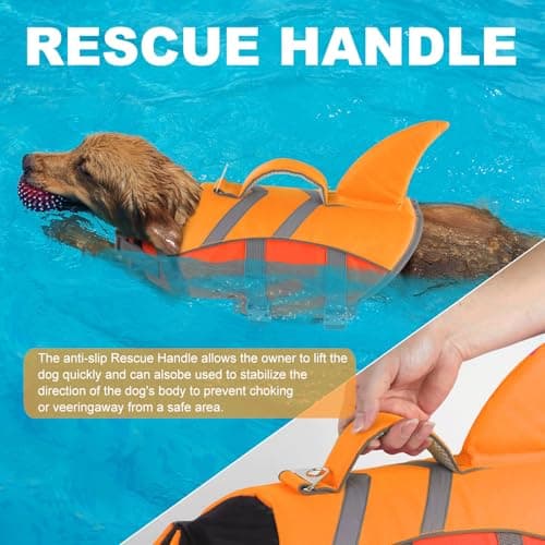 Doglay Dog Life Jacket with Shark Fin, Superior Buoyancy Dog Life Vest with Rescue Handle & Reflective Stripes, Ripstop Pet Preserver Swim Vest for Small Medium Large Dogs - Thumbnail 5