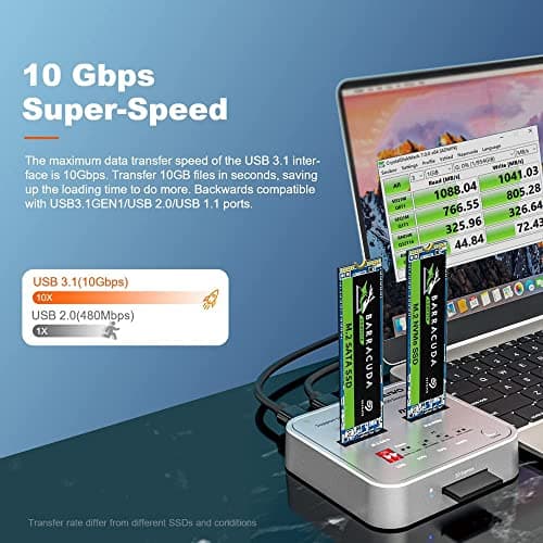 MAIWO K3016CL M.2 SATA/NVMe Docking Station, 10Gbps USB-C SSD Duplicator with SD Express Slot, One-Key Offline Clone, Dual M.2 SSD Reader & Writer, System Disk Migration Tool - Thumbnail 3