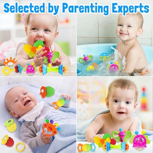Baby Rattles 0-6 Months: Baby Toys 6-12 Months Infant Toys 0-3 Months Newborn Toys Teething Toys 3-6 Months - Baby Teether Wrist Socks Gifts for Boy Girl Easter Basket Stuffers - Thumbnail 6