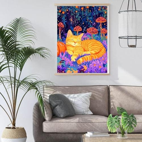 igoodom Cat Diamond Art Kits for Adults, Cat Diamond Painting Kit, Full Drill Round Diamond Art Kits, DIY Gem Art and Crafts for Home Wall Decor Gift 12x16inch - Thumbnail 5