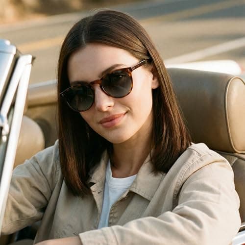 CARFIA Acetate Polarized Sunglasses for Women Trendy Retro Sun Glasses Gray Gradient Lenses - Thumbnail 3