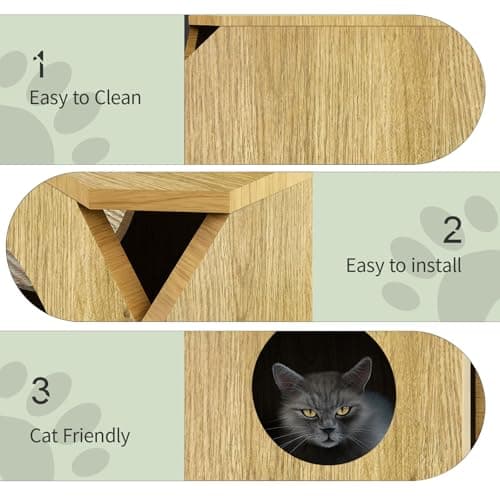 Coffee Table and Pet Entertainment Center Two-in-one,Rectangular Living Room Center Table,Four-sided Concave Corner Anti-collision Design,Suitable for Living Room Storage (Coffee table-Wood color) - Thumbnail 6