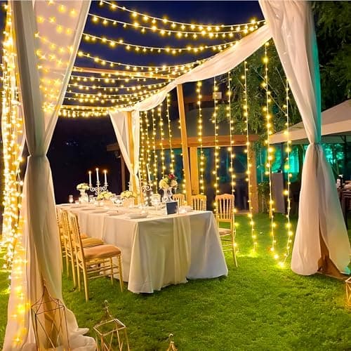 KNONEW 403ft 1000 LED Christmas String Lights Outdoor 8 Modes & Timer Fairy Light Plug in Waterproof LED Wedding Lights for Xmas Yard Tree Party Holiday Decor (Warm White) - Thumbnail 3