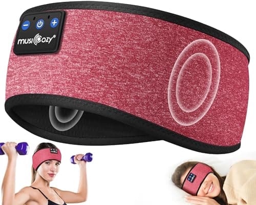 MUSICOZY Sleep Headphones Sleep Mask Bluetooth Headband Wireless Music Headband Headphones Earbuds for Side Sleepers Women Men Workout Running Cool Gadgets