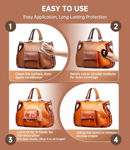 Leather Conditioner - 2 Pack, All-In-One Leather Care Treatment for Couch, Bag & Furniture Salve, Restores Softness & Shine, Safe for Purses, Shoes, Sofa, Boots, Car Interior, Family & Pet Safe - Thumbnail 6