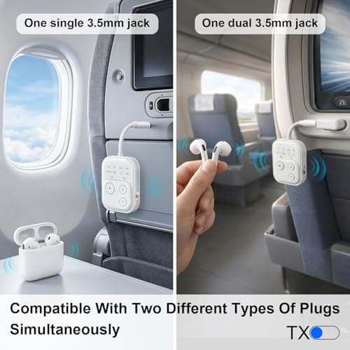 2026 Pro Bluetooth 6.0 Transmitter Receiver for Airplane/TV/Gym, [aptX HD Lossless] Wireless 3.5mm Audio Adapter for Headphones, 24H Battery, Low Latency Auto-Sync, Universal for Car/Home Stereo - Thumbnail 6