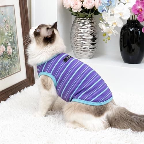 Jialinifery Soft Striped Dog Shirt, Cozy Warm pet Vest for Small Medium Dogs, Classic Puppy cat Clothes for Indoor Outdoor Outfits - Thumbnail 5