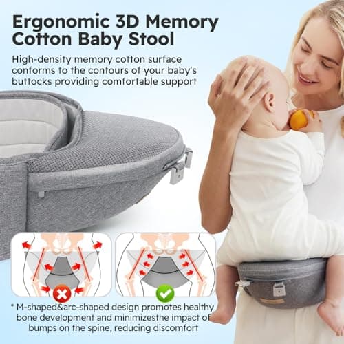Bear Baby Carrier, 6-in-1 Baby Carrier Newborn to Toddler with Hip Seat (Ergonomic M Position) for 3-36 Month/ 7-44lbs Baby, Adjustable Size for Enhanced Lumbar Support, Perfect for On-the-go - Thumbnail 3