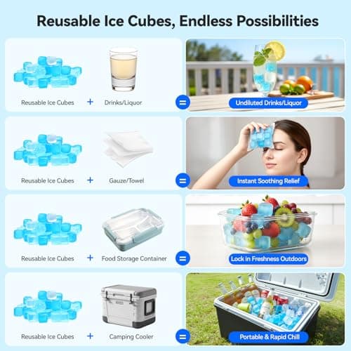 Nilpferd 360 Pack Reusable Ice Cubes for Drinks, BPA-Free Ice Packs for Lunch Boxes, Coolers, Refreezable Plastic Ice Cubes Without Diluting Drinks for Party Hosts & Outdoor Ice Baths Enthusiasts - Thumbnail 5