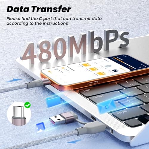 Travel Multi Charging Cable, 5 in 1 Charging Cables for Multiple Devices, Nylon Universal Phone Charger Cord USB A/C to Type C/Micro USB/IP for iPhone17/16/15/14/Phone&Pad (2Pack,4FT)Gray+Brown - Thumbnail 6