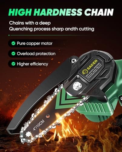 Saker Mini Chainsaw,2026 New Upgrade Electric Chainsaws,Portable Chain Saw Cordless Battery Powered,Small Handheld Chain Saws Pruning Shears Saw for Wood Tree Branches,Courtyard and Garden - Thumbnail 2
