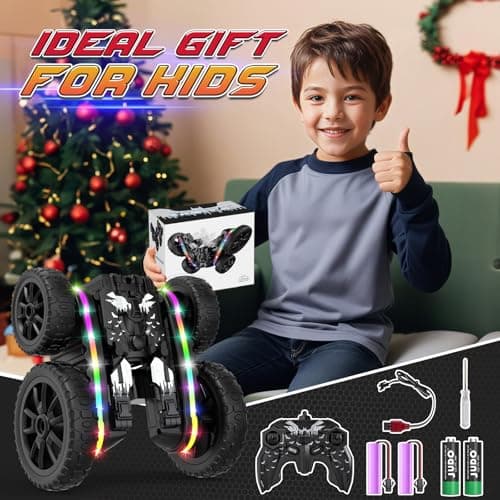 Jimdella RC Cars Toys, 2-in-1 Remote Control Car Transform 4WD with Spray & LED Lights, 2.4GHz Off-Road Stunt Truck for 360° Flips Gift for Boys Age 8-12 (Black) - Thumbnail 6