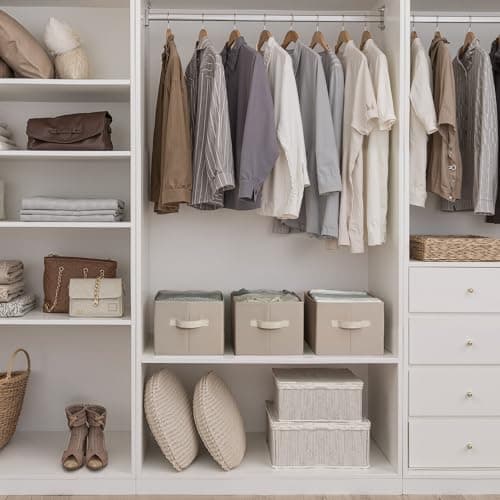 StorageWorks Closet Organizer Storage Baskets, Fabric Storage Bins for Shelves, Closet Organization and Storage Basket, Organizer Bins, Light Brown, 3-Pack, Large - Thumbnail 2