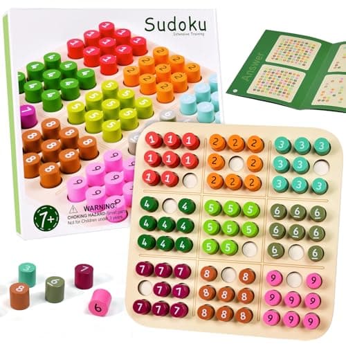 GAKICO Wooden Sudoku Board Game: Math Brain Teaser Puzzle Desktop Game Train Logical Thinking Ability with 81 Pegs for Teenagers, Adult & Seniors Brain Stimulation Toys, Party Favors & Stress-Relief - Image 1