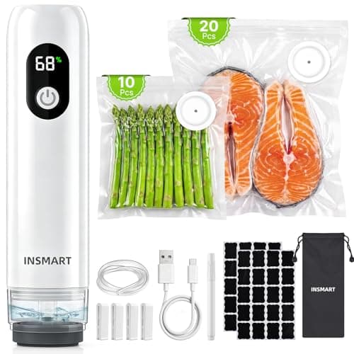 Compact Vacuum Sealer for Food (Vacuum Sealer Machine + 30 Reusable Vacuum Bags) Powerful Handheld Vacuum Sealer Machine, Seal Meal Saver, Portable Food Sealer - Image 1