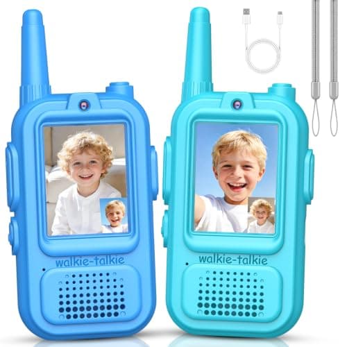 Kids Video Walkie Talkies for Boys: 2 Pack Rechargeable Long Range Walkie Talkies Toys for 3 4 5 6 7 Year Old Boy Kid Birthday Gifts Age 3-5 6-8 Year Old Boy Gift Toy Outdoor Hiking Travel