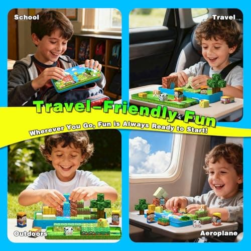 Mini Magnetic Blocks, Magnet Building Cubes, Farm Animal Travel Outdoors Toys with Portable Iron Box, STEM Montessori Sensory Educational Toys for Toddlers, Gift for Kids Ages 3-8 Boys & Girls - Thumbnail 5