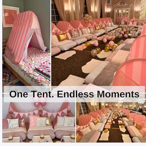 All-in-One Sleepover Birthday Kit for Kids – Instant Pop-Up Teepee Tent with Lights & Decor, Easy Indoor Outdoor Setup - Thumbnail 4