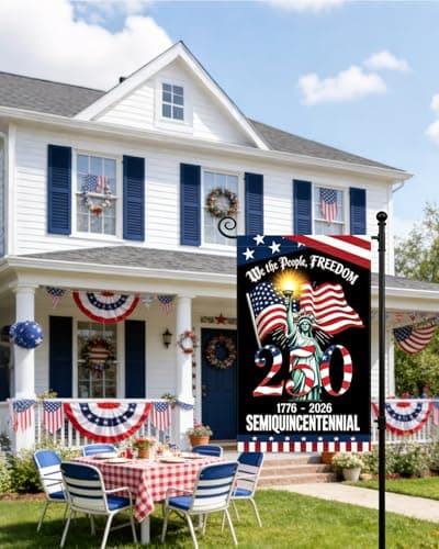 250 Years America Garden Flag, 250th Anniversary USA Patriotic 4th of July Double-Sided Waterproof Banner with Freedom Yard Sign, We The People, 1776-2026 Commemorative, 12 x 18 Inch - Thumbnail 2