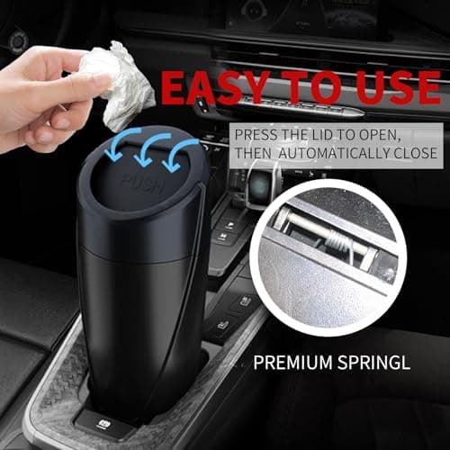 JinzhuxiaGS Car Trash Can with 90 Free Garbage Bags - Waterproof, Lid-Closed, Easy-to-Clean Cup Holder Trash Can, Ideal for Car Organization (Black & Pink Combo, 2-Pack, Perfect for Home, and Travel) - Thumbnail 3