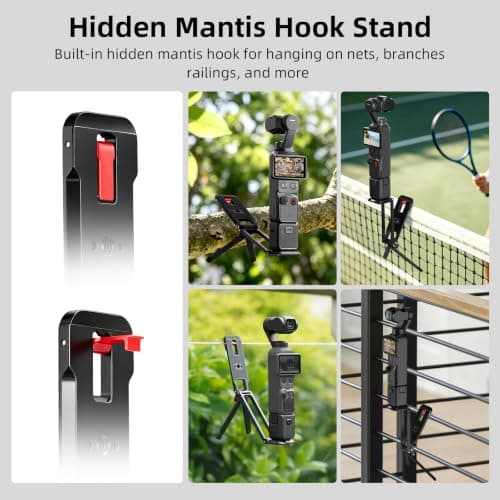 BRDRC Pocket 3 4 Magnetic Tripod Mount for Xtra Muse, Foldable Selfie Stick with Mantis Hook Stand 1/4 Mount for Arca-Swiss Quick-Release for DJI OSMO Pocket 3 4 Creator Combo/Xtra Muse Accessories - Thumbnail 5