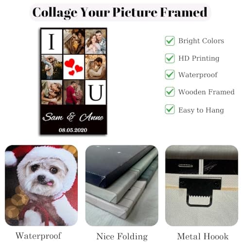 ZHIYYHAO Custom Canvas Prints with Your Photos Collage Framed Personalized 6 Pictures Canvas Wall Art for Living Room Bedroom Study room Home Decor (CF-15,12.00L X8.00W'') - Thumbnail 6