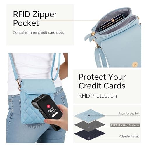 Goinsound RFID Crossbody Bags for Women Cell Phone Crossbody Bag with RFID Blocking Card Slots Light Blue - Thumbnail 3