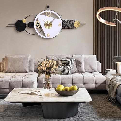 AXAORIRA 51x21 Inch Large Modern Wall Clocks for Living Room Decor, Silent Non-Ticking Battery Operated Quartz Analog Clock for Bedroom, Hallway, Home Office & Entryway, Decorative Housewarming Gift - Thumbnail 3