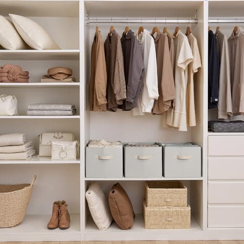 StorageWorks Storage Baskets for Shelves, Fabric Storage Bins, Closet Organization and Storage Baskets, Organizer Bins for Clothes, Light Gray, Extra Large, 3-Pack - Thumbnail 4