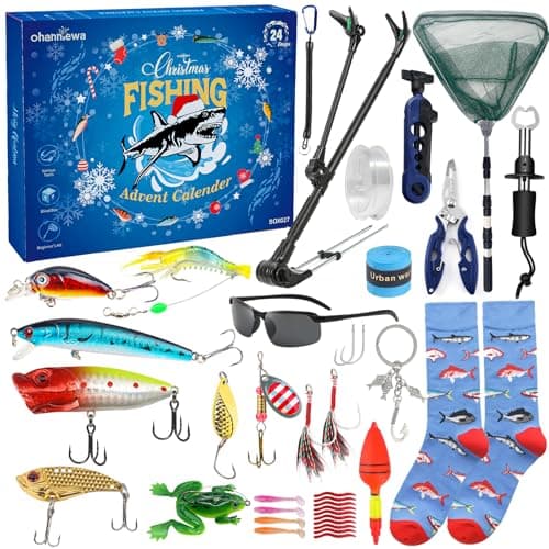 Ohanniewa Fishing Advent Calendar 2026 — 24 Days of Fishing Tools & Lures Gift Set — Christmas Countdown Advent Calendar for Teen Boys and Adult Men, Perfect for Anglers and Fish Lovers - Image 1