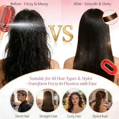 Hair Brush with Water Spray Mister - 2-in-1 Detangling Brush with Built-in Fine Mist, Portable Wet & Dry Styling Tool for Smooth, Frizz-Free Hair - Quick Refresh for Women & Girls On-The-Go(1 Orange) - Thumbnail 5