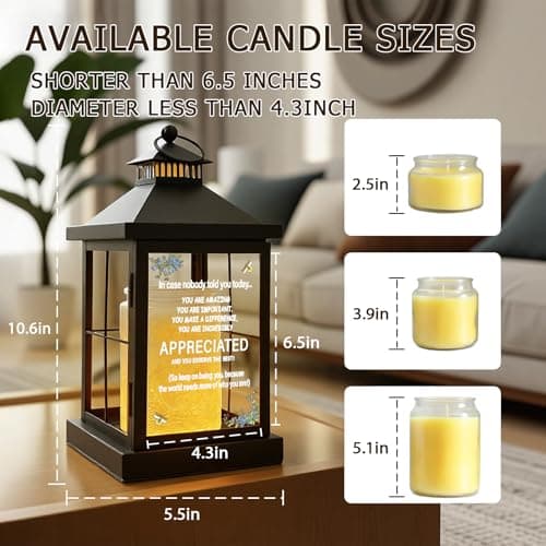 Candle Warmer Lamp with Timer,Lantern Warmer Compatible with 3 Wick Candles,Vintage Dimmable Lamp Candle Warmer Lantern with Glass Motivational Quote Desk Sign Decor Home Office Desk Decor - Thumbnail 2